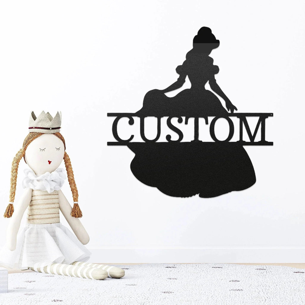 Princess Belle Personalized Name Metal Art Wall Sign