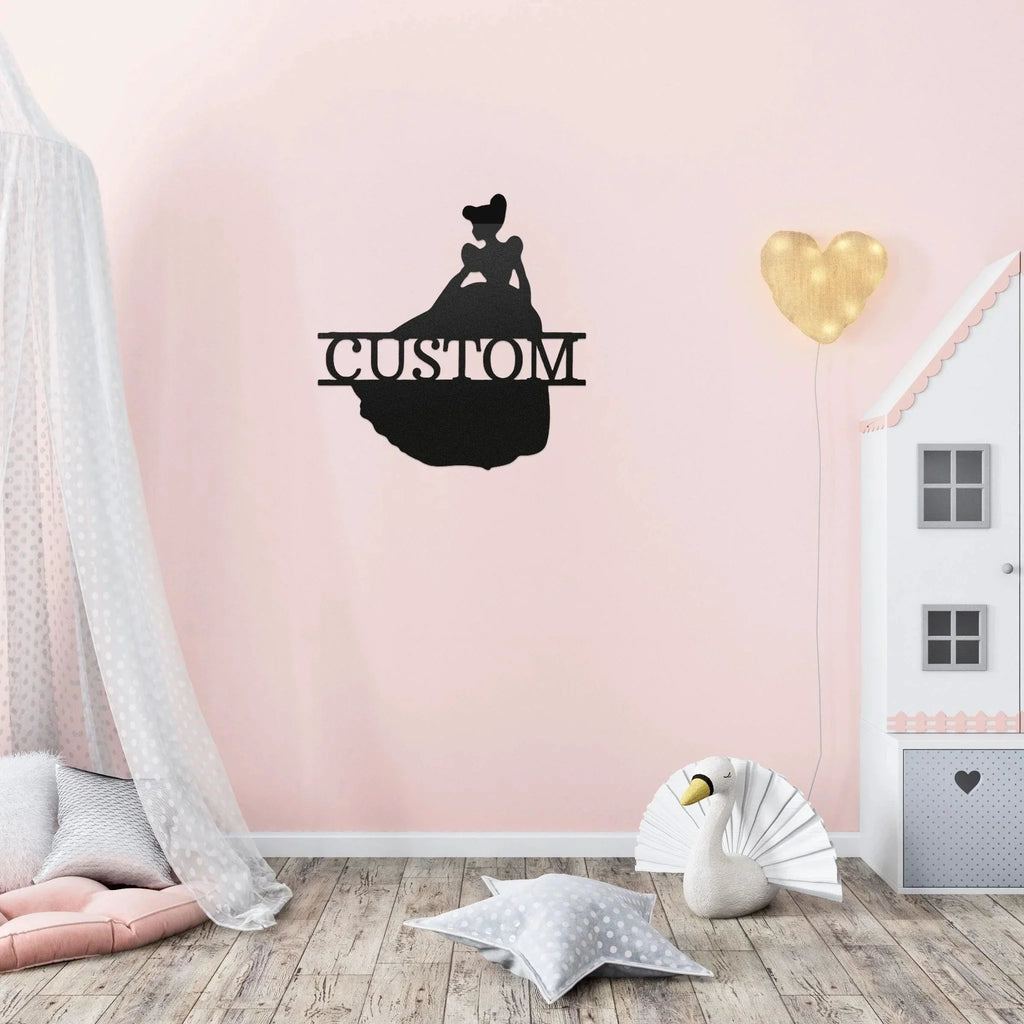 Princess Cinderella Personalized Name Metal Art Wall Sign