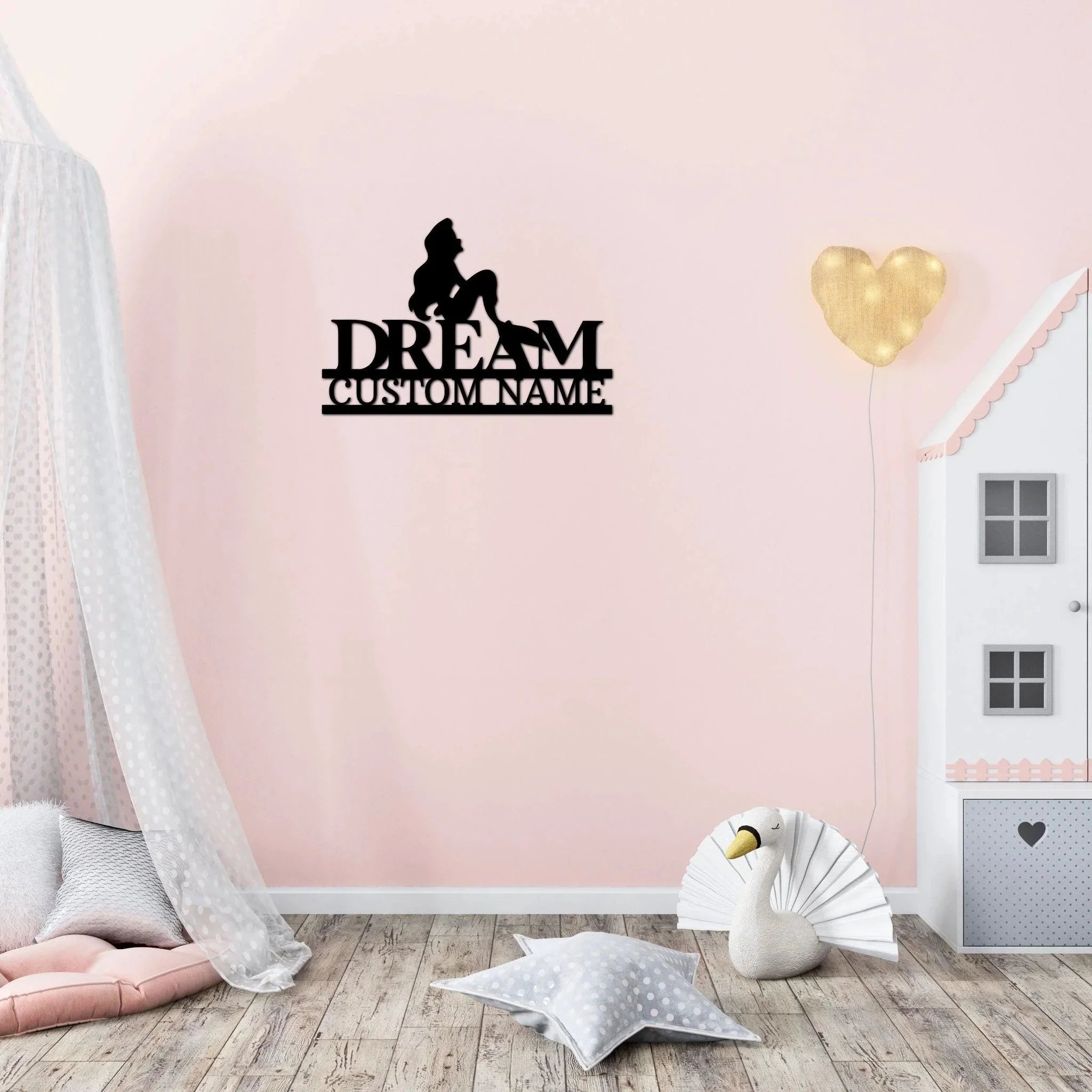 Mermaid Dreams Custom Name Metal Art Wall Sign