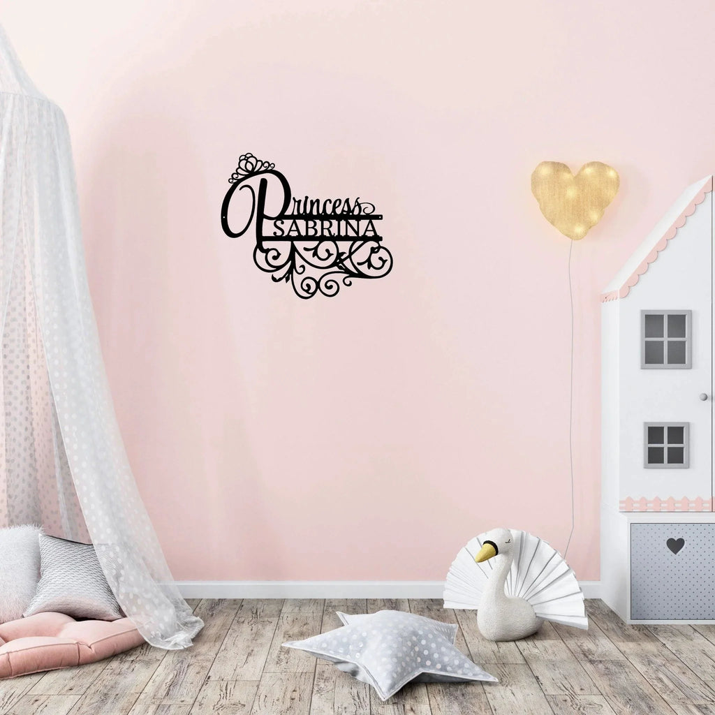 Princess Crown Custom Name Metal Art Wall Sign