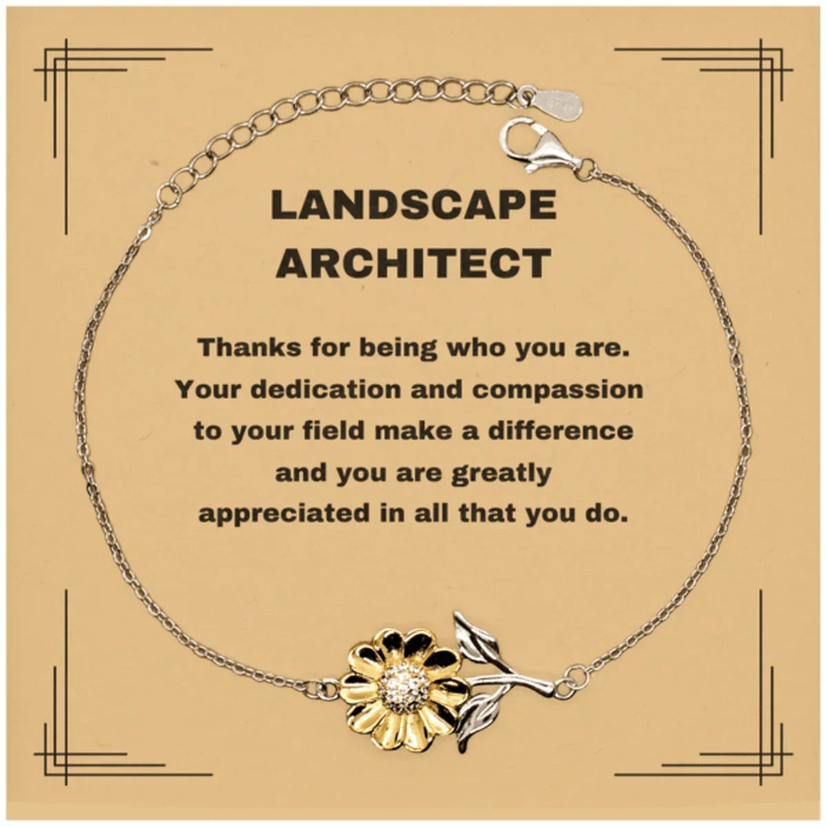 Landscape Architect Sunflower Bracelet - Thanks for being who you are - Birthday Christmas Jewelry Gifts Coworkers Colleague Boss