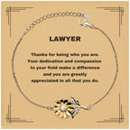 Lawyer Sunflower Bracelet - Thanks for being who you are - Birthday Christmas Jewelry Gifts Coworkers Colleague Boss