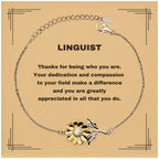 Linguist Sunflower Bracelet - Thanks for being who you are - Birthday Christmas Jewelry Gifts Coworkers Colleague Boss