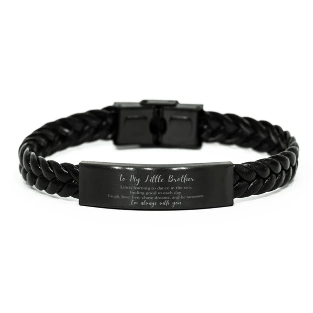 Little Brother Braided Leather Bracelet Life is Learning to Dance in the Rain - Birthday, Christmas Holiday Gifts