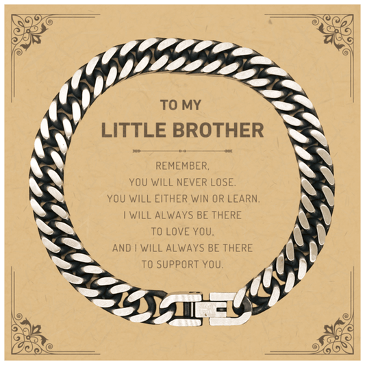 Little Brother Gifts, To My Little Brother Remember, you will never lose. You will either WIN or LEARN, Keepsake Cuban Link Chain Bracelet For Little Brother Card, Birthday Christmas Gifts Ideas For Little Brother X-mas Gifts - Mallard Moon Gift Shop