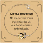 Little Brother Long Distance Relationship Gifts, No matter the miles that separate us, Cute Love Sunflower Bracelet For Little Brother, Birthday Christmas Unique Gifts For Little Brother