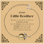 Little Brother Sunflower Bracelet Gifts, To My Little Brother You are braver than you believe, stronger than you seem, Inspirational Gifts For Little Brother Card, Birthday, Christmas Gifts For Little Brother Men Women