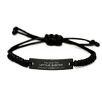 Little Sister Black Rope Bracelet, Everyone wishes they had, Inspirational Bracelet For Little Sister, Little Sister Gifts, Birthday Christmas Unique Gifts For Little Sister