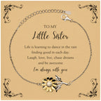 Little Sister Sunflower Bracelet - Life is Learning to Dance in the Rain Birthday, Christmas Holiday Gifts