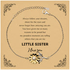 Little Sister Sunflower Bracelet - Always follow your dreams Birthday Christmas Holiday Jewelry Gifts -