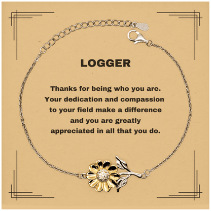 Logger Sunflower Bracelet - Thanks for being who you are - Birthday Christmas Jewelry Gifts Coworkers Colleague Boss - Mallard Moon Gift Shop