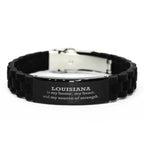 Louisiana is my Home Gifts, Amazing Louisiana Birthday, Christmas Black Glidelock Clasp Bracelet For People from Louisiana, Men, Women, Friends