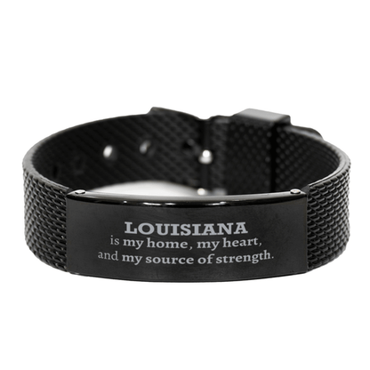 Louisiana is my Home Gifts, Amazing Louisiana Birthday, Christmas Black Shark Mesh Bracelet For People from Louisiana, Men, Women, Friends - Mallard Moon Gift Shop