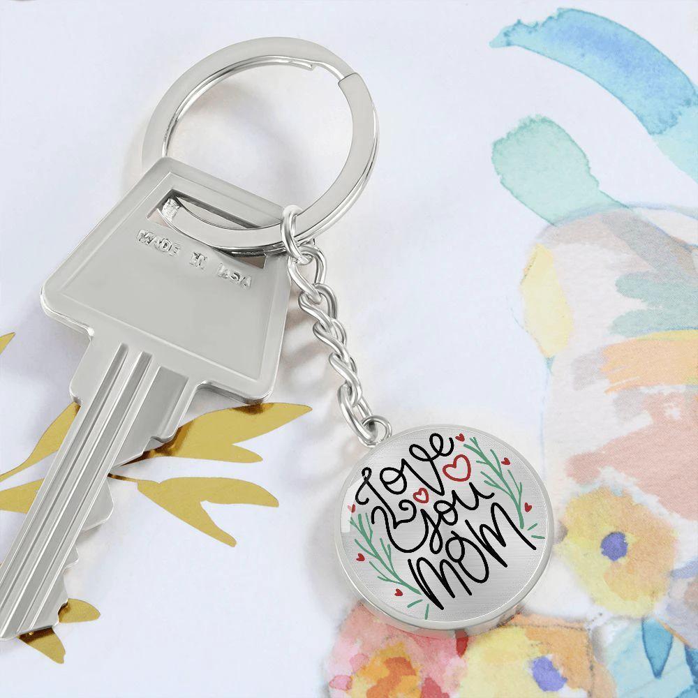 Love You Mom Engraved Circle Keychain – Stainless Steel Mother’s Day Gift, Sentimental Keepsake from Kids or Family