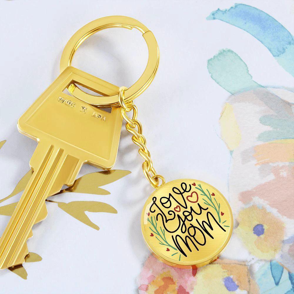Love You Mom Engraved Circle Keychain – Stainless Steel Mother’s Day Gift, Sentimental Keepsake from Kids or Family
