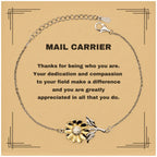 Mail Carrier Sunflower Bracelet - Thanks for being who you are - Birthday Christmas Jewelry Gifts Coworkers Colleague Boss