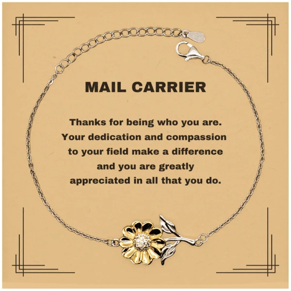 Mail Carrier Sunflower Bracelet - Thanks for being who you are - Birthday Christmas Jewelry Gifts Coworkers Colleague Boss