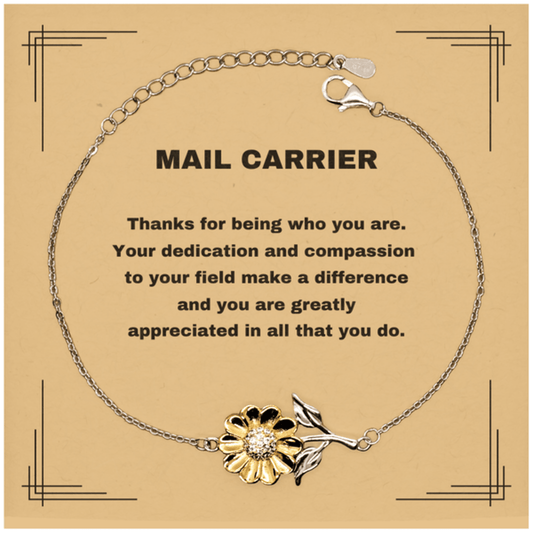 Mail Carrier Sunflower Bracelet - Thanks for being who you are - Birthday Christmas Jewelry Gifts Coworkers Colleague Boss - Mallard Moon Gift Shop