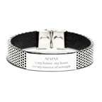Maine is my home Gifts, Lovely Maine Birthday Christmas Stainless Steel Bracelet For People from Maine, Men, Women, Friends