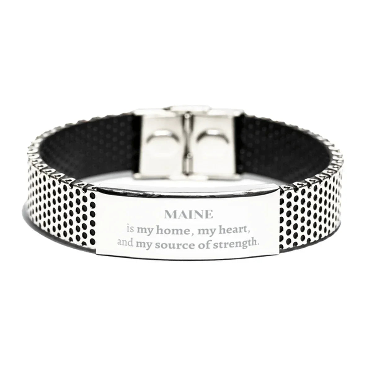 Maine is my home Gifts, Lovely Maine Birthday Christmas Stainless Steel Bracelet For People from Maine, Men, Women, Friends