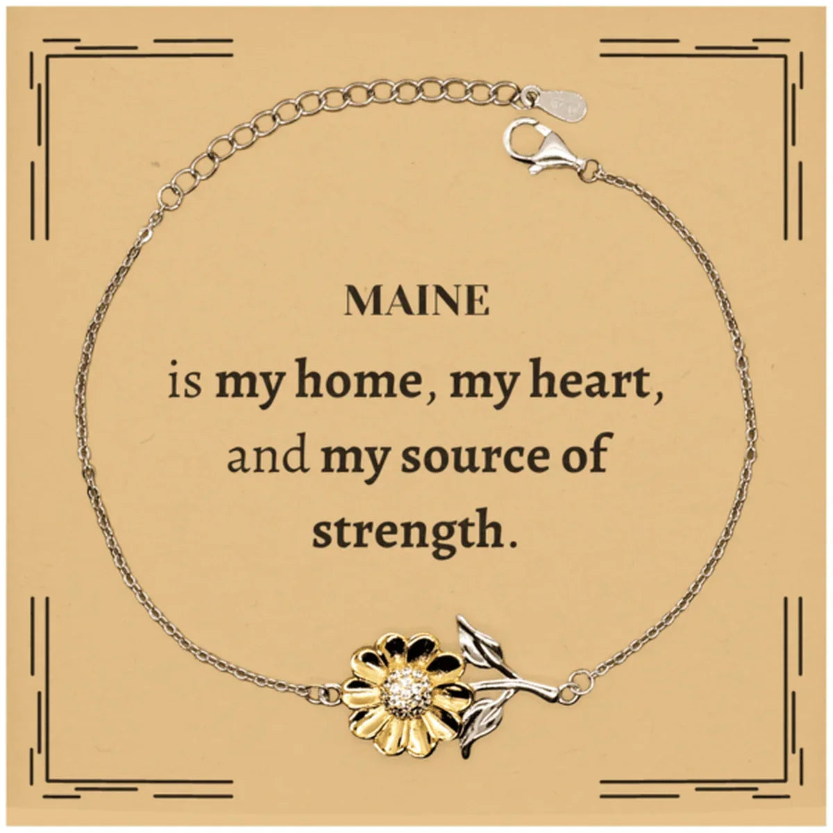 Maine is my home Gifts, Lovely Maine Birthday Christmas Sunflower Bracelet For People from Maine, Men, Women, Friends