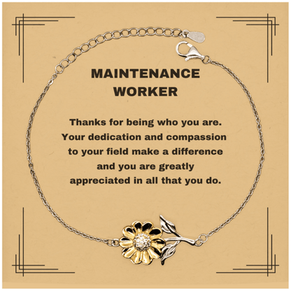 Maintenance Worker Sunflower Bracelet - Thanks for being who you are - Birthday Christmas Jewelry Gifts Coworkers Colleague Boss - Mallard Moon Gift Shop
