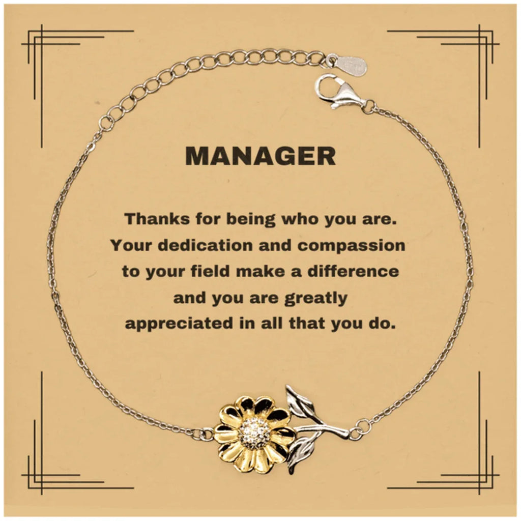 Manager Sunflower Bracelet - Thanks for being who you are - Birthday Christmas Jewelry Gifts Coworkers Colleague Boss