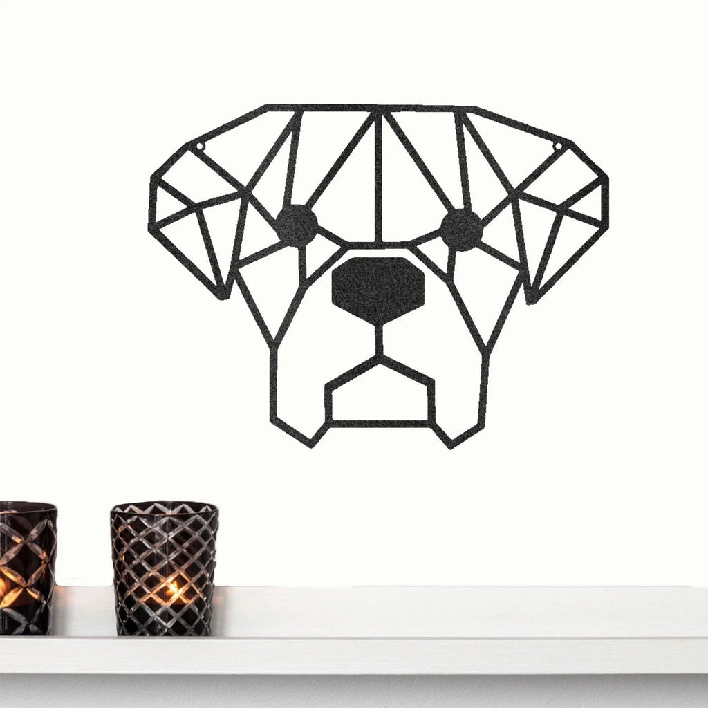 Dog Geometric Face Metal Art Wall Sign