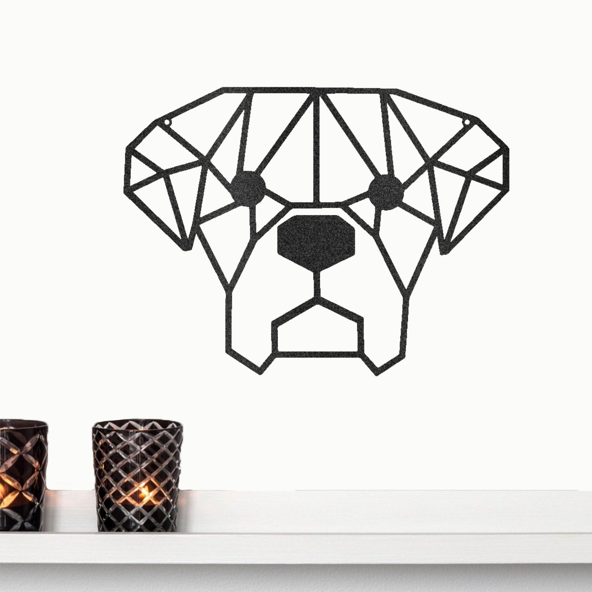 Dog Geometric Face Metal Art Wall Sign - Mallard Moon Gift Shop