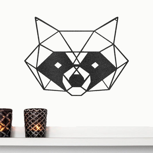 Geometric Raccoon Indoor Outdoor Steel Wall Sign - Mallard Moon Gift Shop