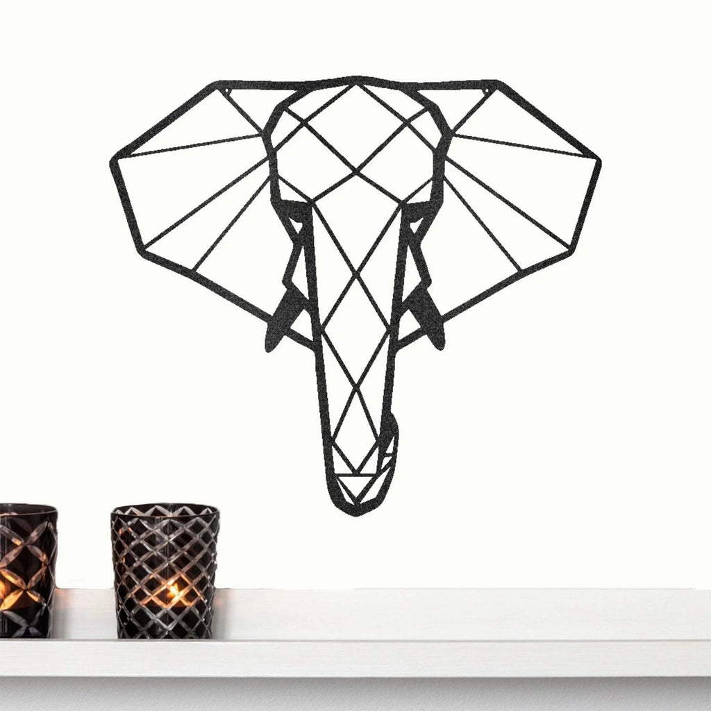 Geometric Elephant Indoor Outdoor Steel Wall Sign