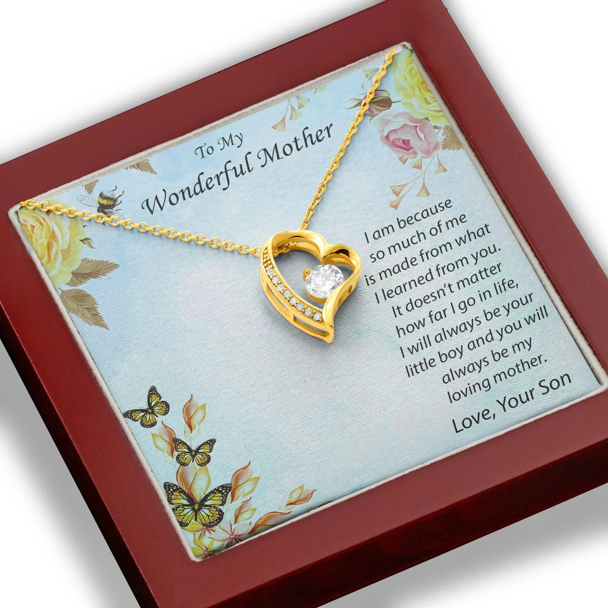 Gift for Mother from Son Forever Love Heart Pendant Necklace