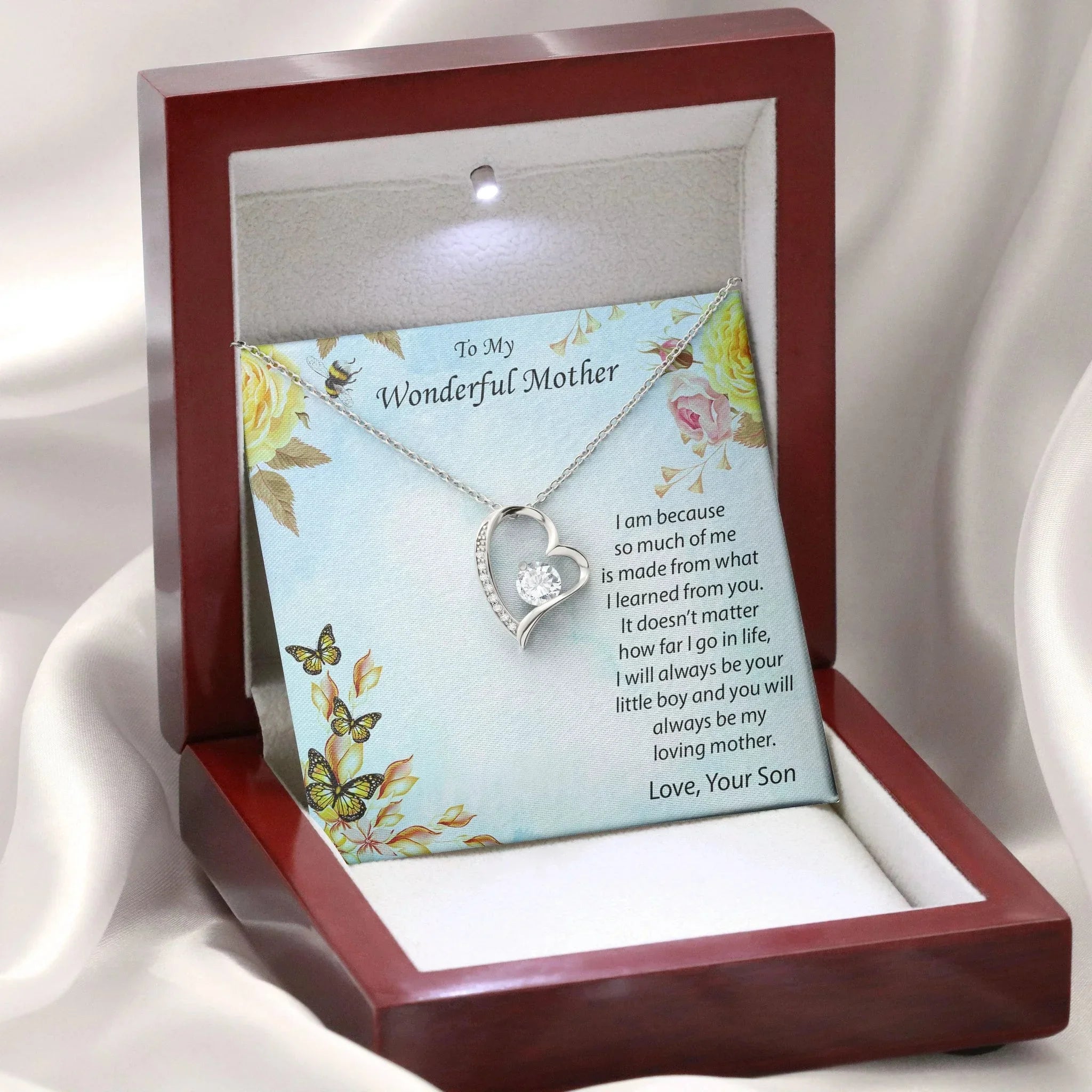 Gift for Mother from Son Forever Love Heart Pendant Necklace