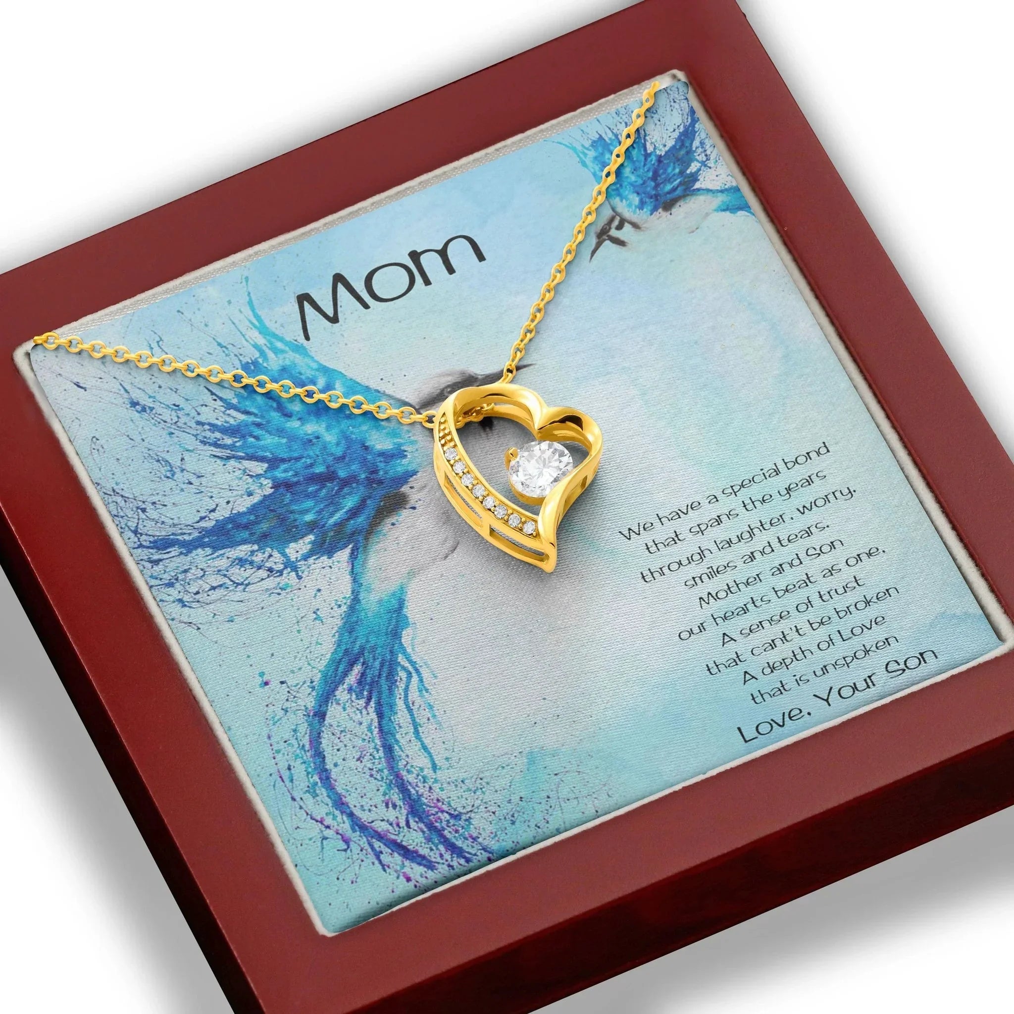 Gift for Mother From Son Forever Love Heart Pendant Necklace