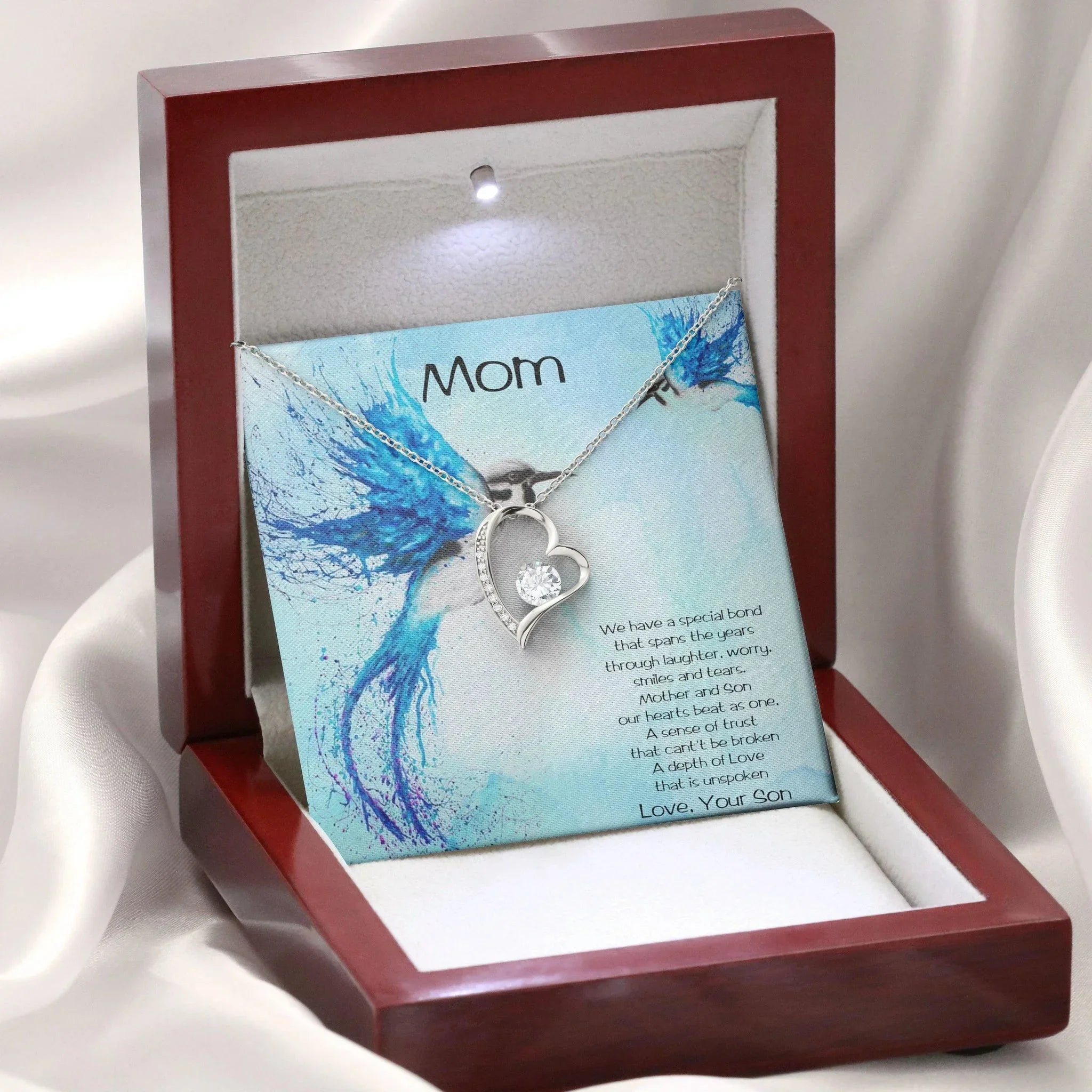Gift for Mother From Son Forever Love Heart Pendant Necklace