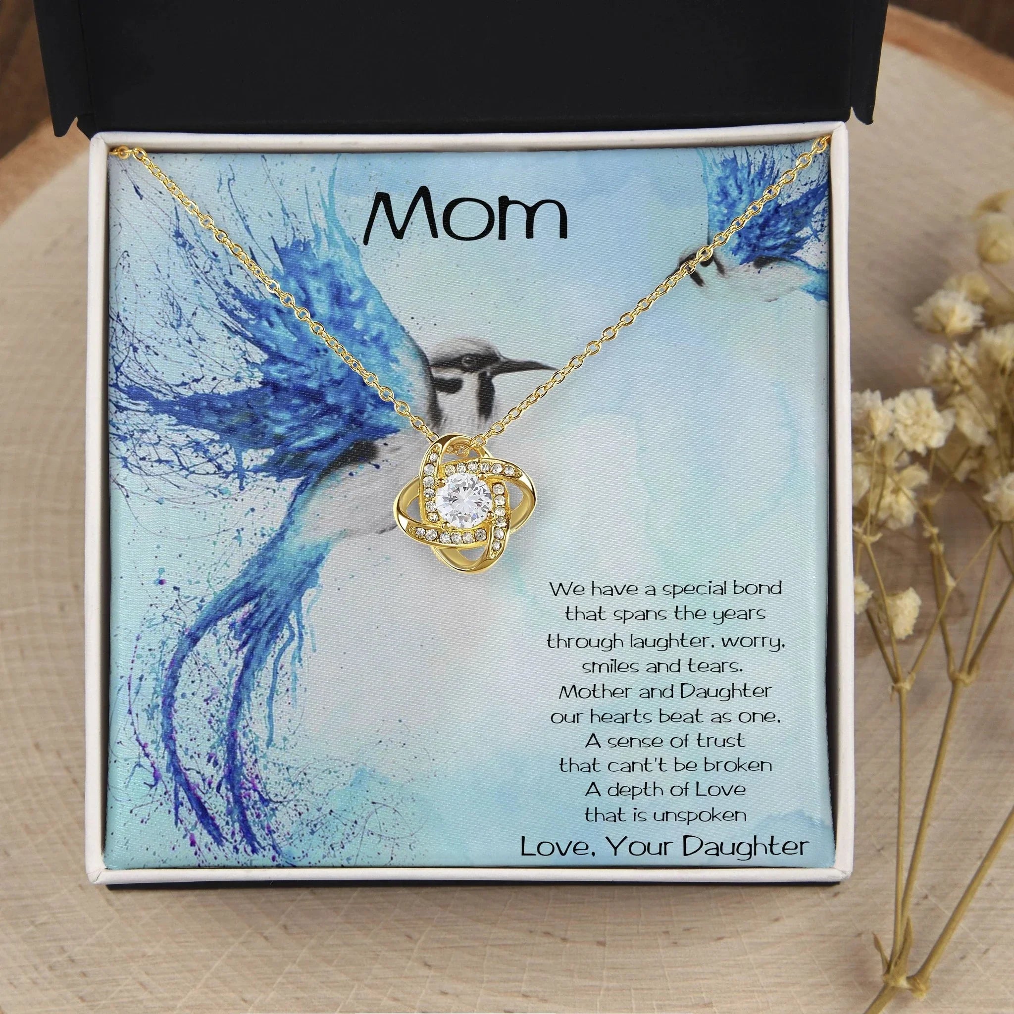 Gift for Mom from Daughter Love Knot Pendant Necklace