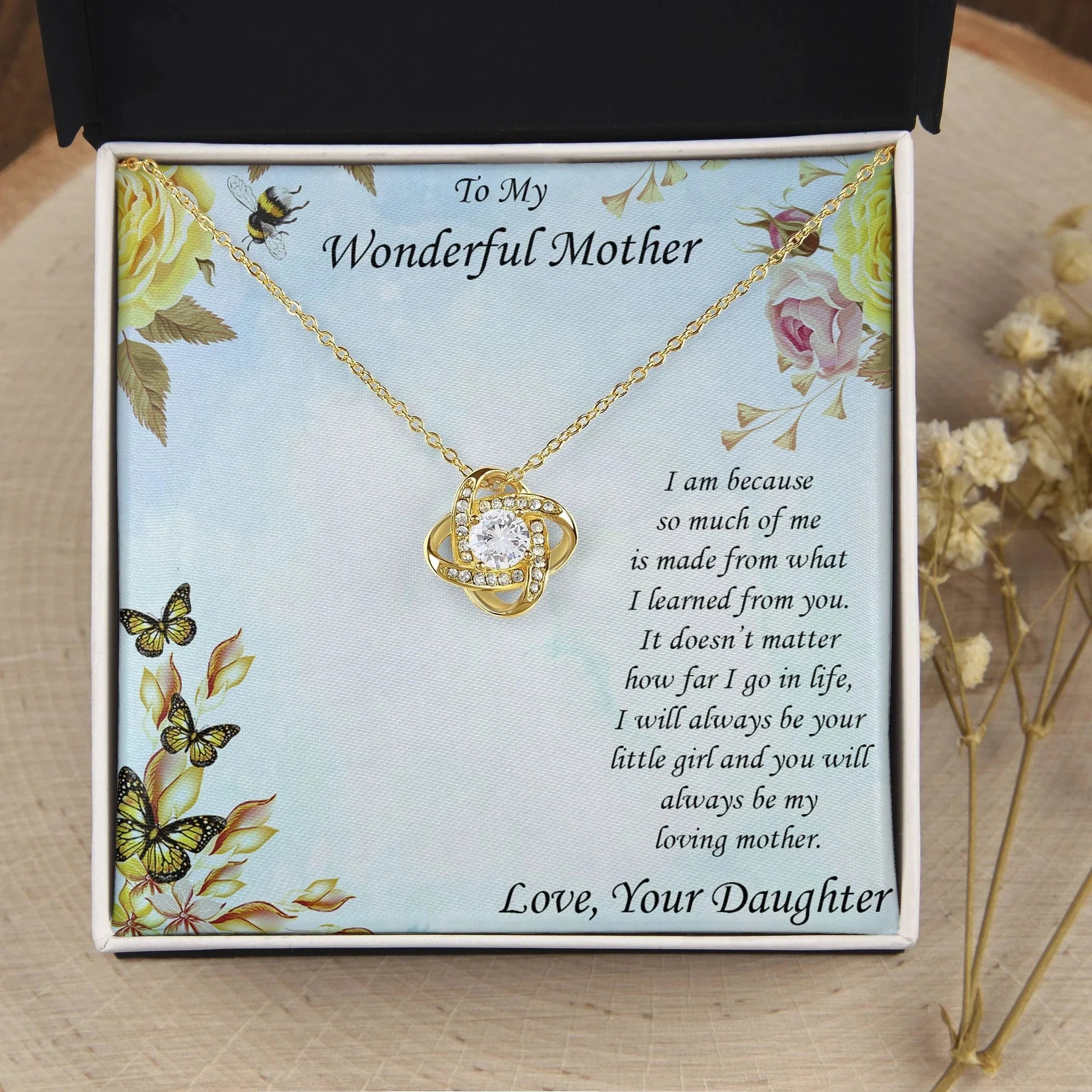 To Mother from Daughter Love Knot Pendant Necklace