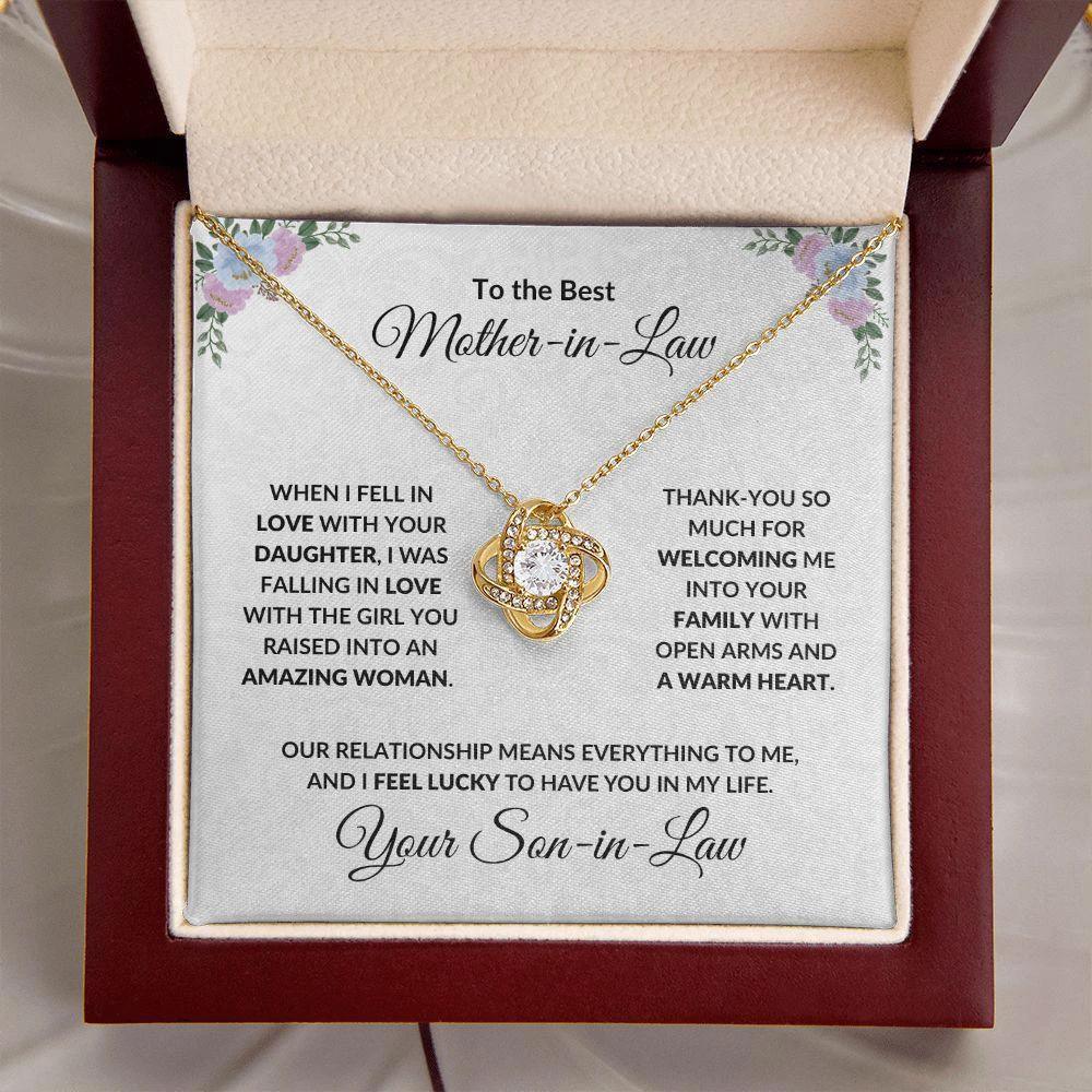 Mother-in-Law Personalized Gift Love Knot Necklace from Son-in-Law
