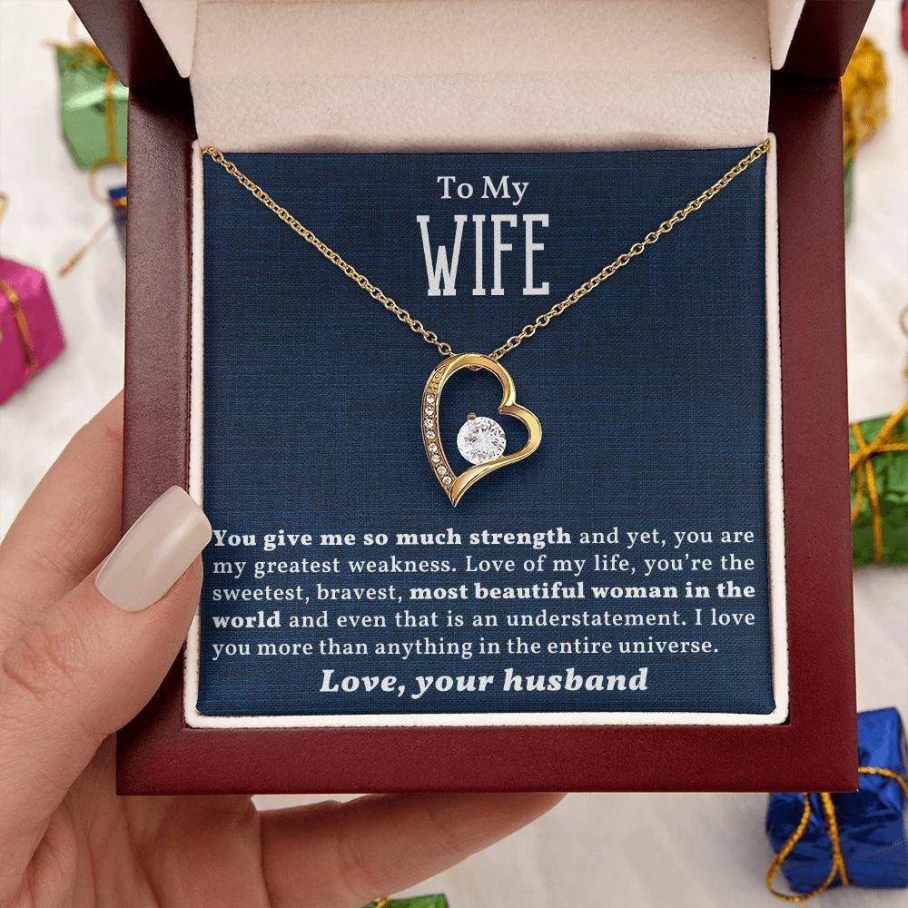 To My Beautiful Wife - Love of My Life - Forever Love Heart Necklace