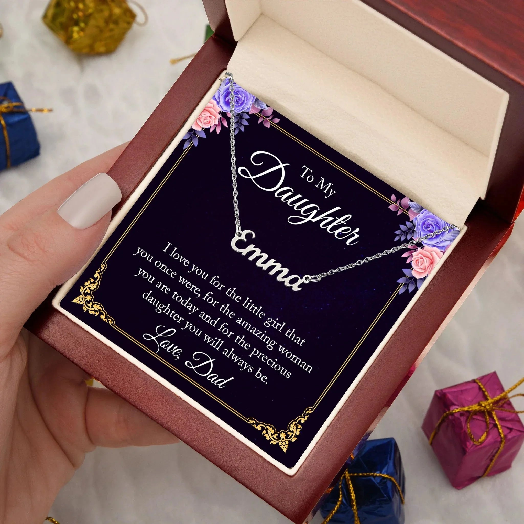 To My Daughter - I Love You, Dad - Personalized Name Necklace