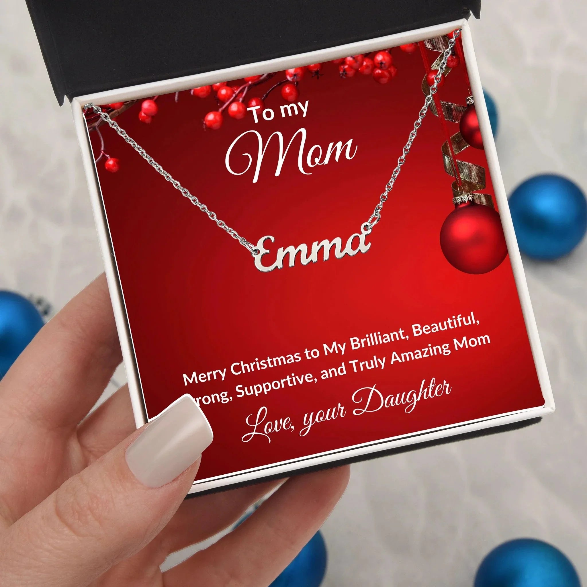 Mother Christmas Gift from Daughter Script Name Necklace
