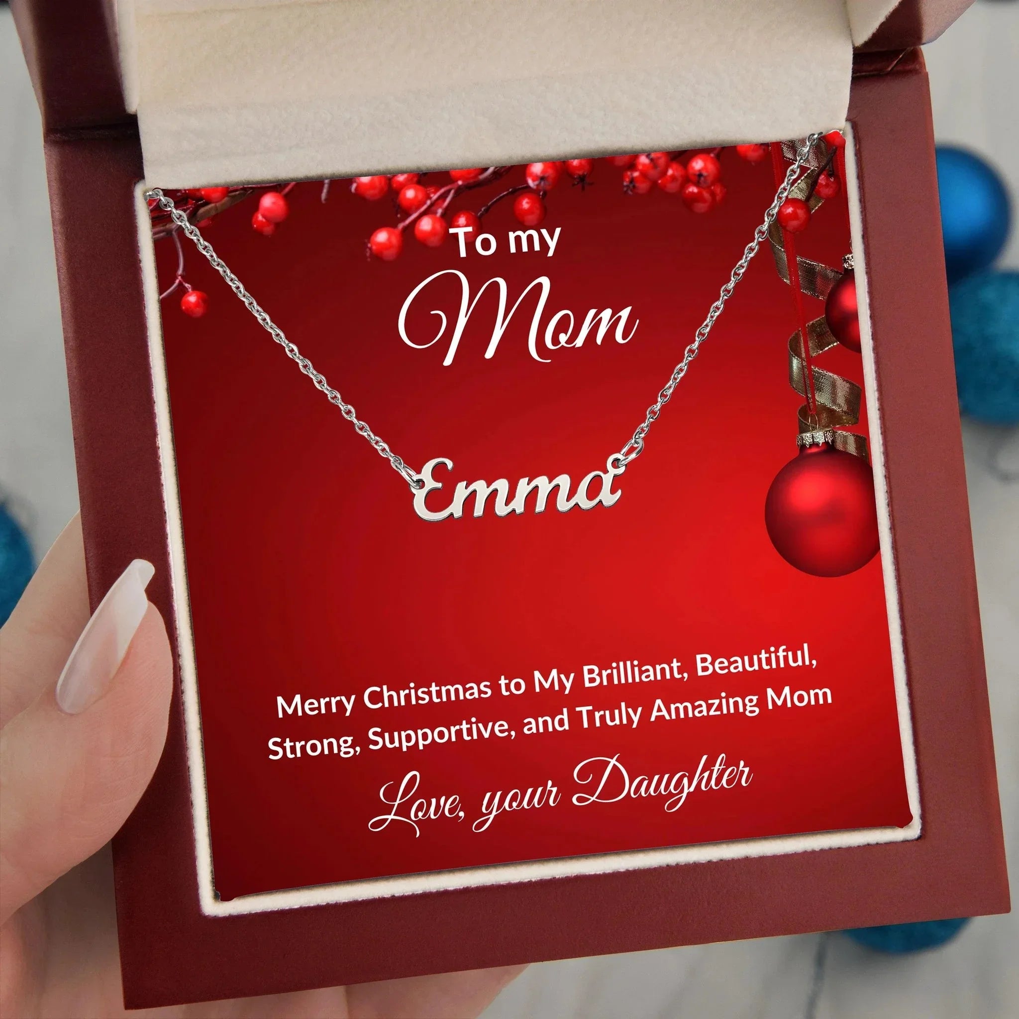 Mother Christmas Gift from Daughter Script Name Necklace