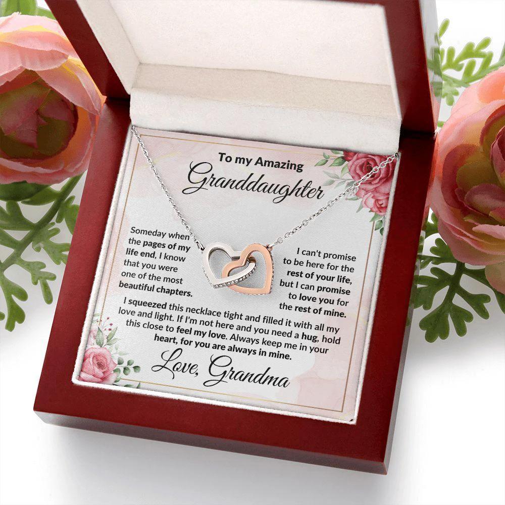 To My Amazing Granddaughter - I Promise to Love You - Interlocking Hearts Necklace with Gift Box