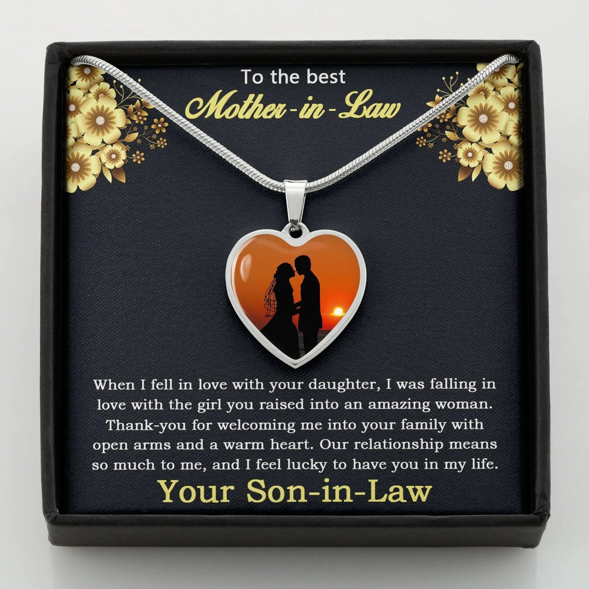 Gift for Mother-in-Law from Son-in-Law Custom Photo Upload Heart Pendant Necklace
