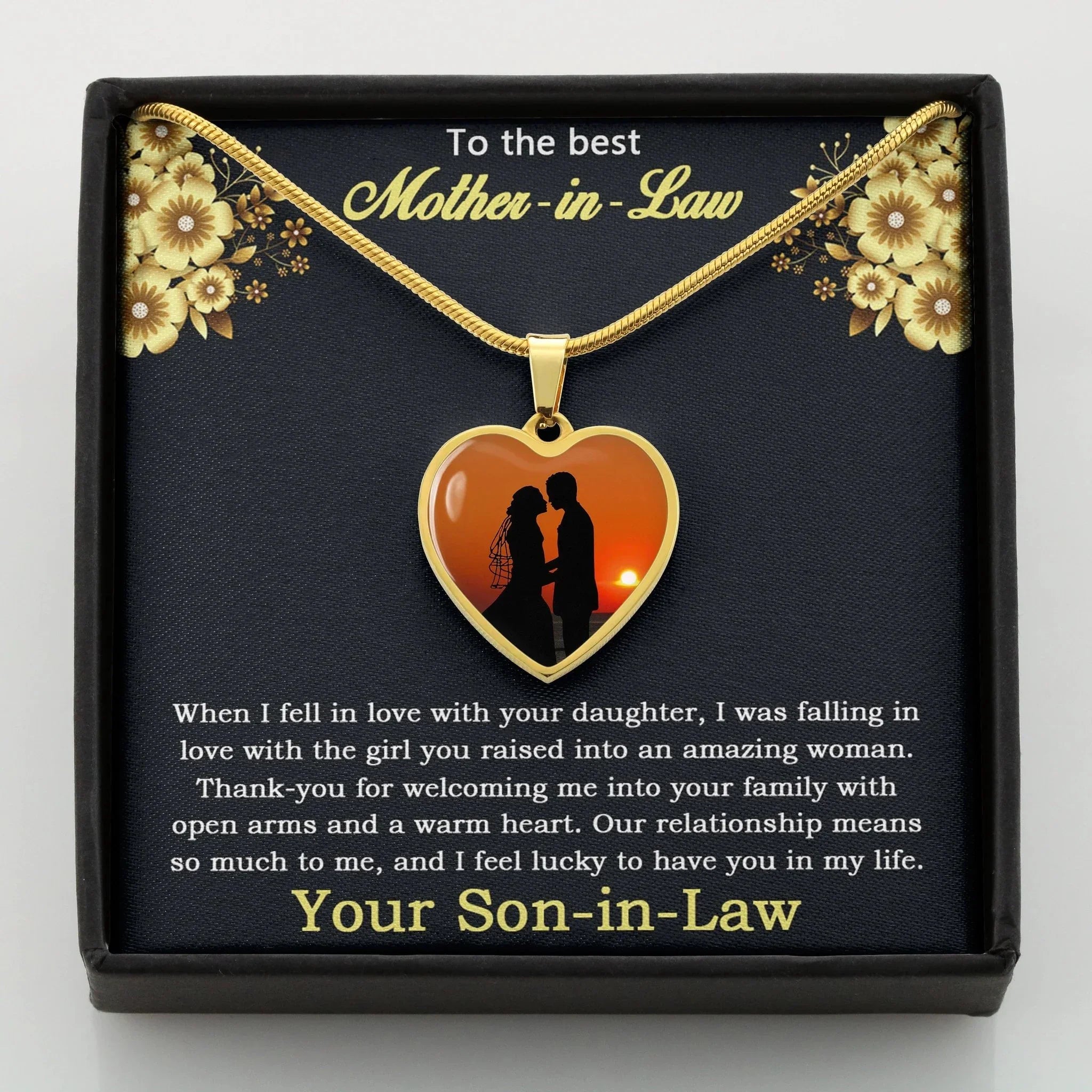 Gift for Mother-in-Law from Son-in-Law Custom Photo Upload Heart Pendant Necklace