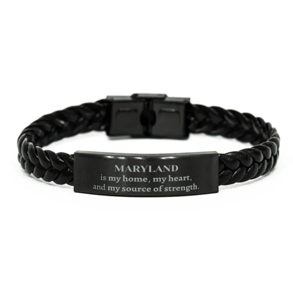 Maryland is my home Gifts, Lovely Maryland Birthday Christmas Braided Leather Bracelet For People from Maryland, Men, Women, Friends