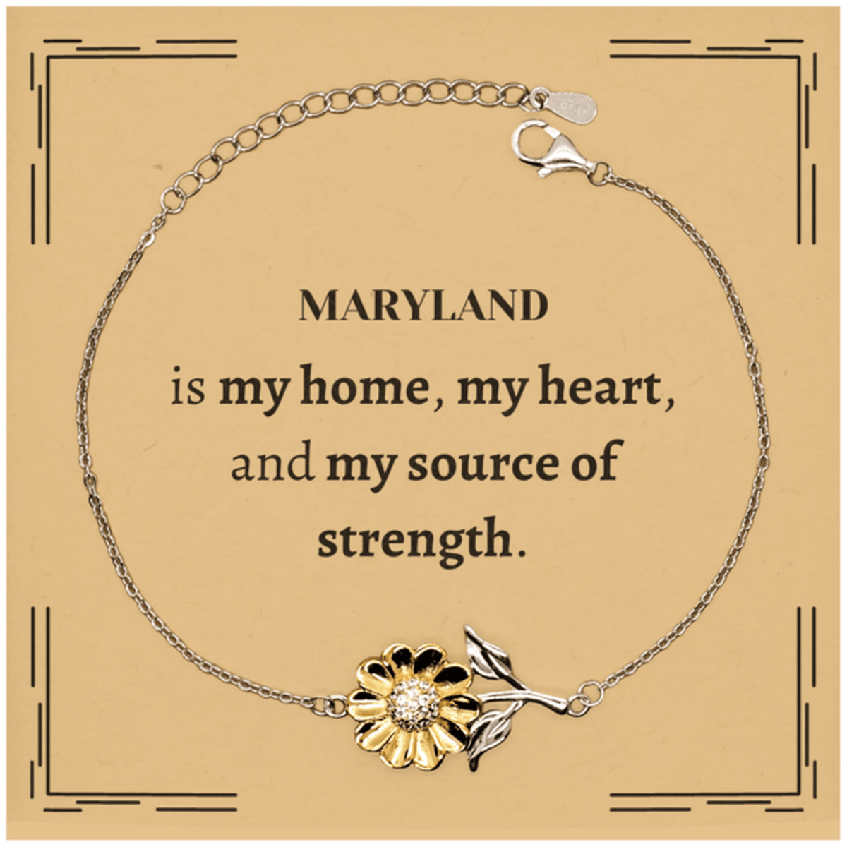 Maryland is my home Gifts, Lovely Maryland Birthday Christmas Sunflower Bracelet For People from Maryland, Men, Women, Friends - Mallard Moon Gift Shop