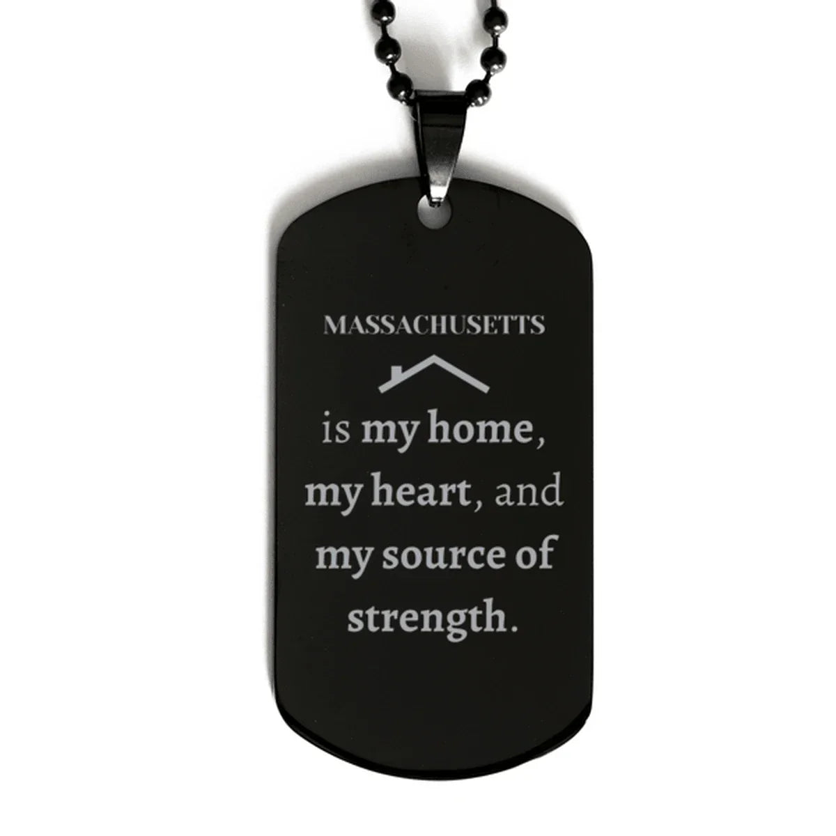 Massachusetts is my home Gifts, Lovely Massachusetts Birthday Christmas Black Dog Tag For People from Massachusetts, Men, Women, Friends