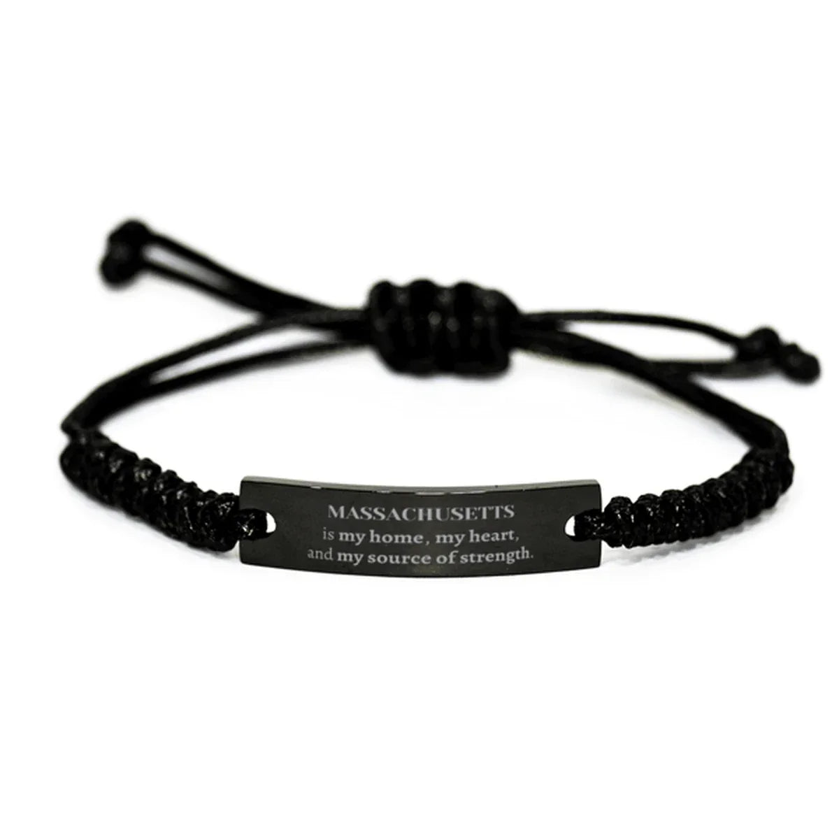 Massachusetts is my home Gifts, Lovely Massachusetts Birthday Christmas Black Rope Bracelet For People from Massachusetts, Men, Women, Friends