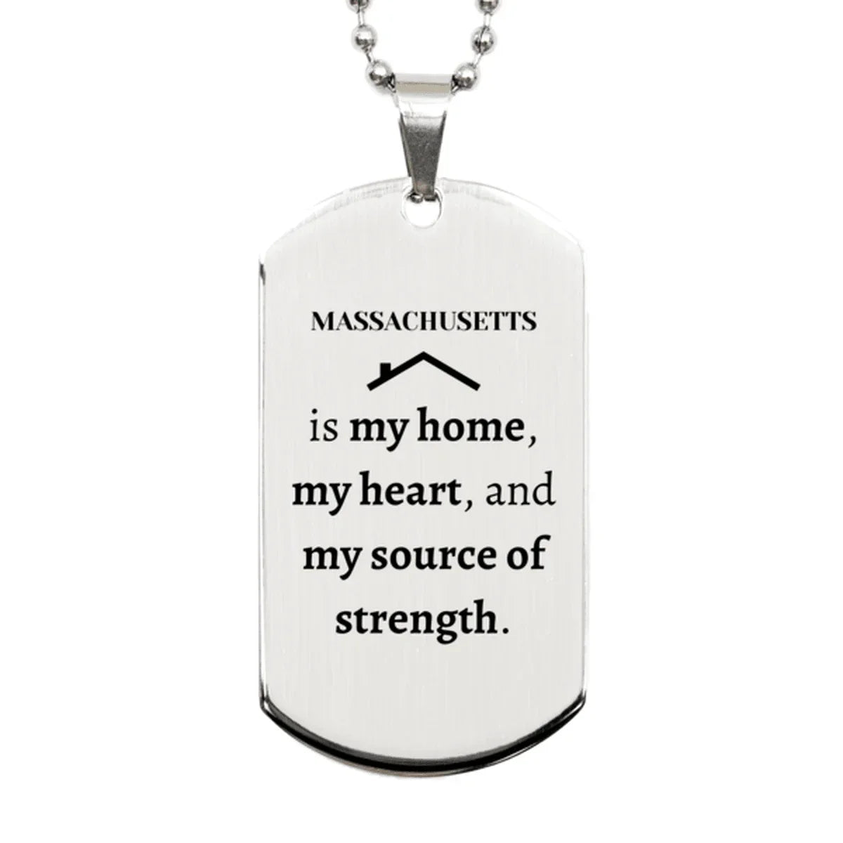 Massachusetts is my home Gifts, Lovely Massachusetts Birthday Christmas Silver Dog Tag For People from Massachusetts, Men, Women, Friends